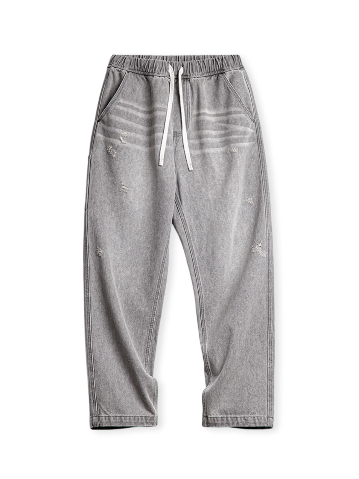 1990年代ニューヨークアンダーグラウンド着想のスモーキーグレーデニム。多重加工と厚手生地使用。