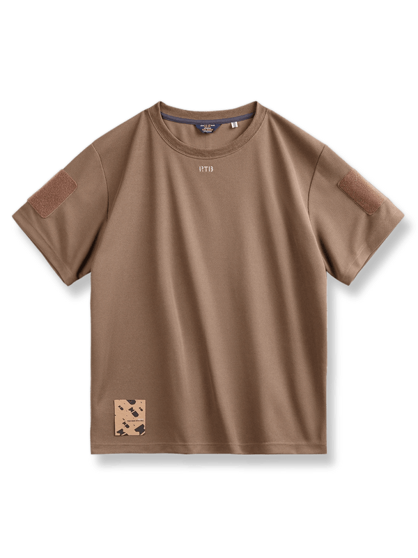 蜂の巣状メッシュ生地とスリーブパッチが特徴のアメリカンスタイルトレーニングTシャツ