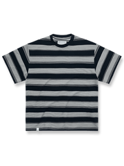 アスート蠟染ウォッシュ加工のストライプTシャツ。