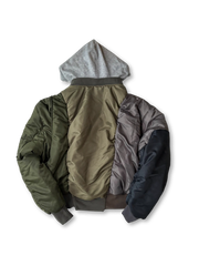 アシンメトリー パッチワーク フード付き フライトジャケット