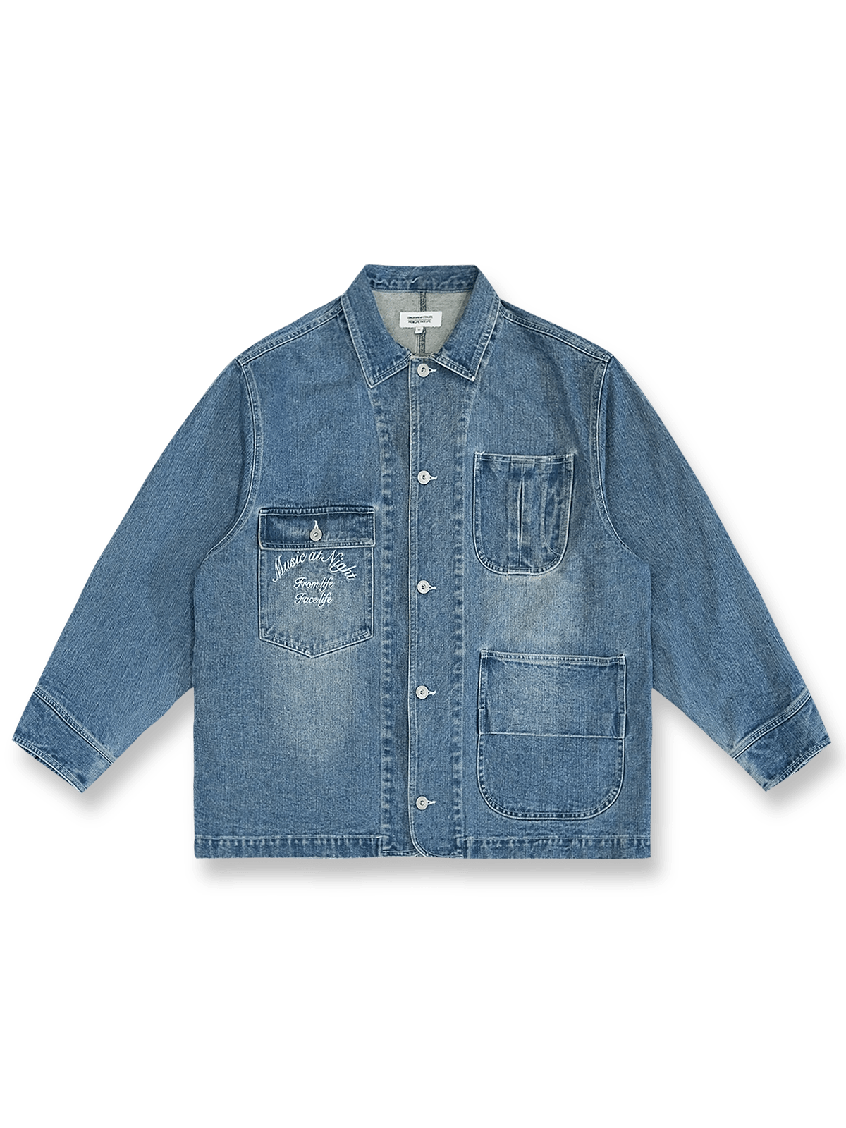 アシンメトリーポケット付きデニムジャケット