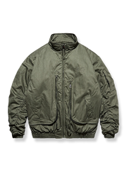 非対称ジッパーポケット付き中綿フライトジャケット