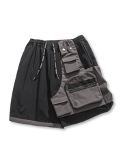 バックパックポケット配色ナイロンショーツ全体像