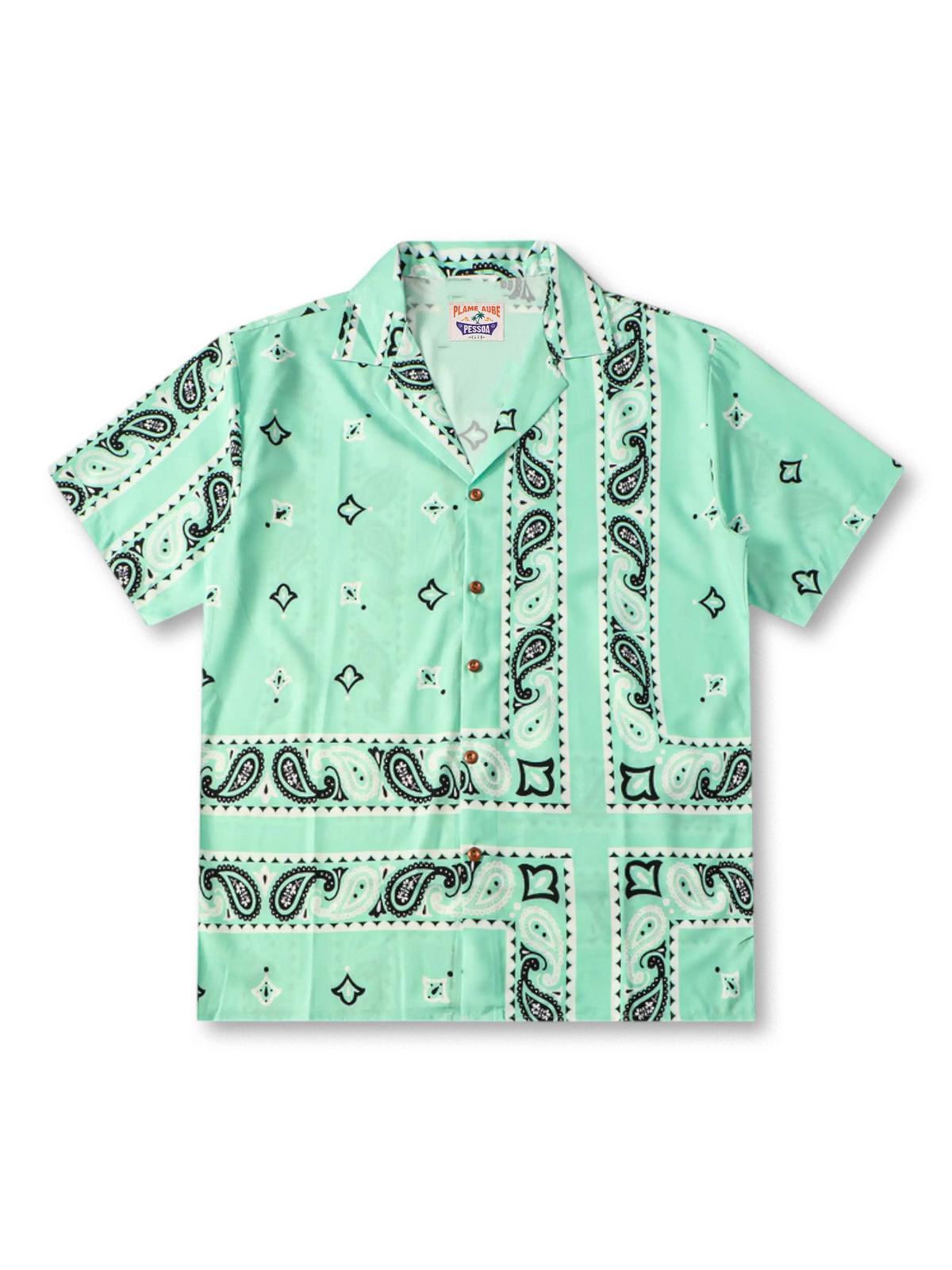 バンダナ柄とキューバカラーが映える軽量ポリエステルシャツ