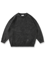 バティック染めとウォッシュ加工が施されたコットンプルオーバーニット、ヴィンテージ感のある柔らかい着心地