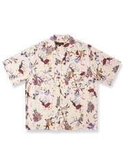 聖書の物語をモチーフにした鷲・スカル・バラ柄のレーヨンハワイアンシャツ