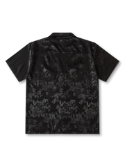 ブラックフローラル オープンカラーシャツ