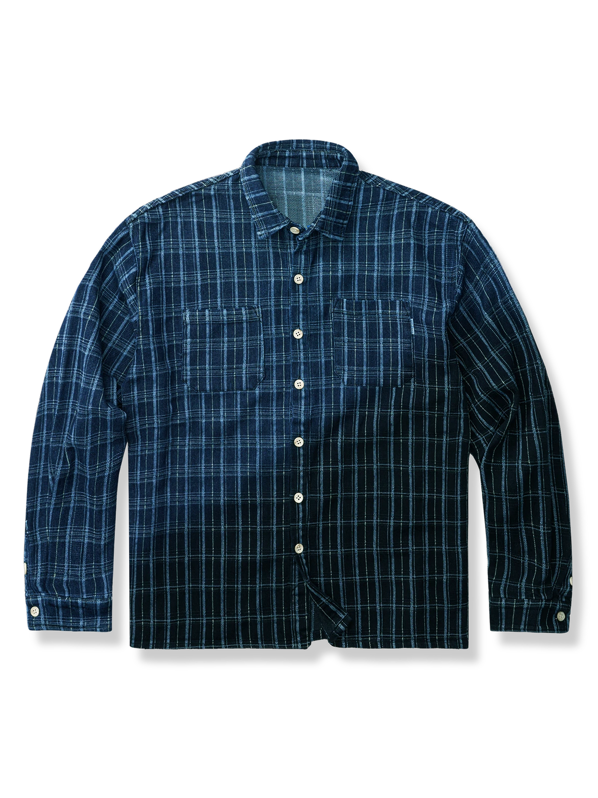 ブルーブラックグラデーションチェックシャツ