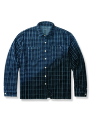 ブルーブラックグラデーションチェックシャツ