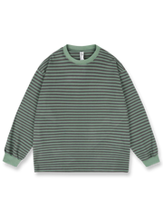 ボーダー柄クルーネック長袖インナーシャツ