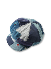 インディゴパッチと手縫いステッチが映えるボロパッチワーク八角帽