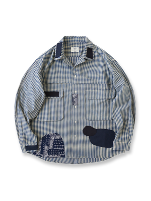 ボロパッチワーク ワークシャツ-PESSOA CLUB