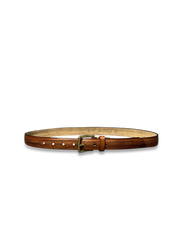 CNC彫刻入り黄銅バックルとイタリア製ブライドルレザー使用の高級手作りベルト