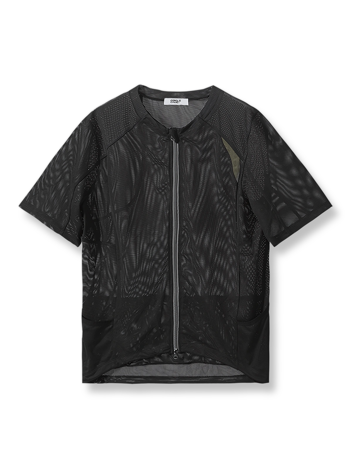 メッシュ素材とダブルジッパー仕様の通気性サイクリング半袖ジャケット