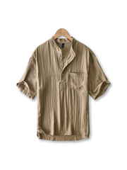 微孔立ち襟サマーシャツ