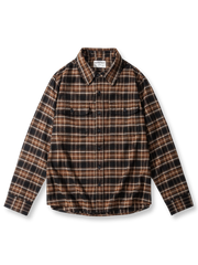 起毛加工が施された300g TR格子柄シャツ