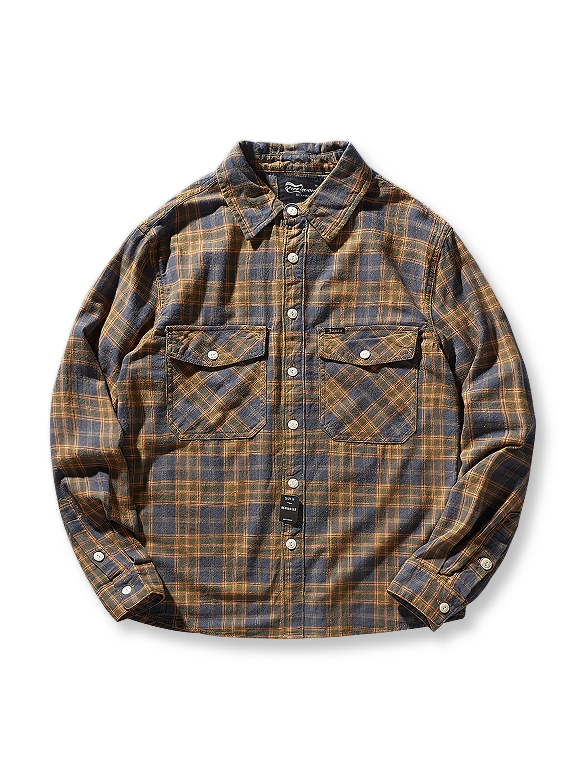 起毛フランネルチェックのウォッシュ加工長袖ワークシャツ