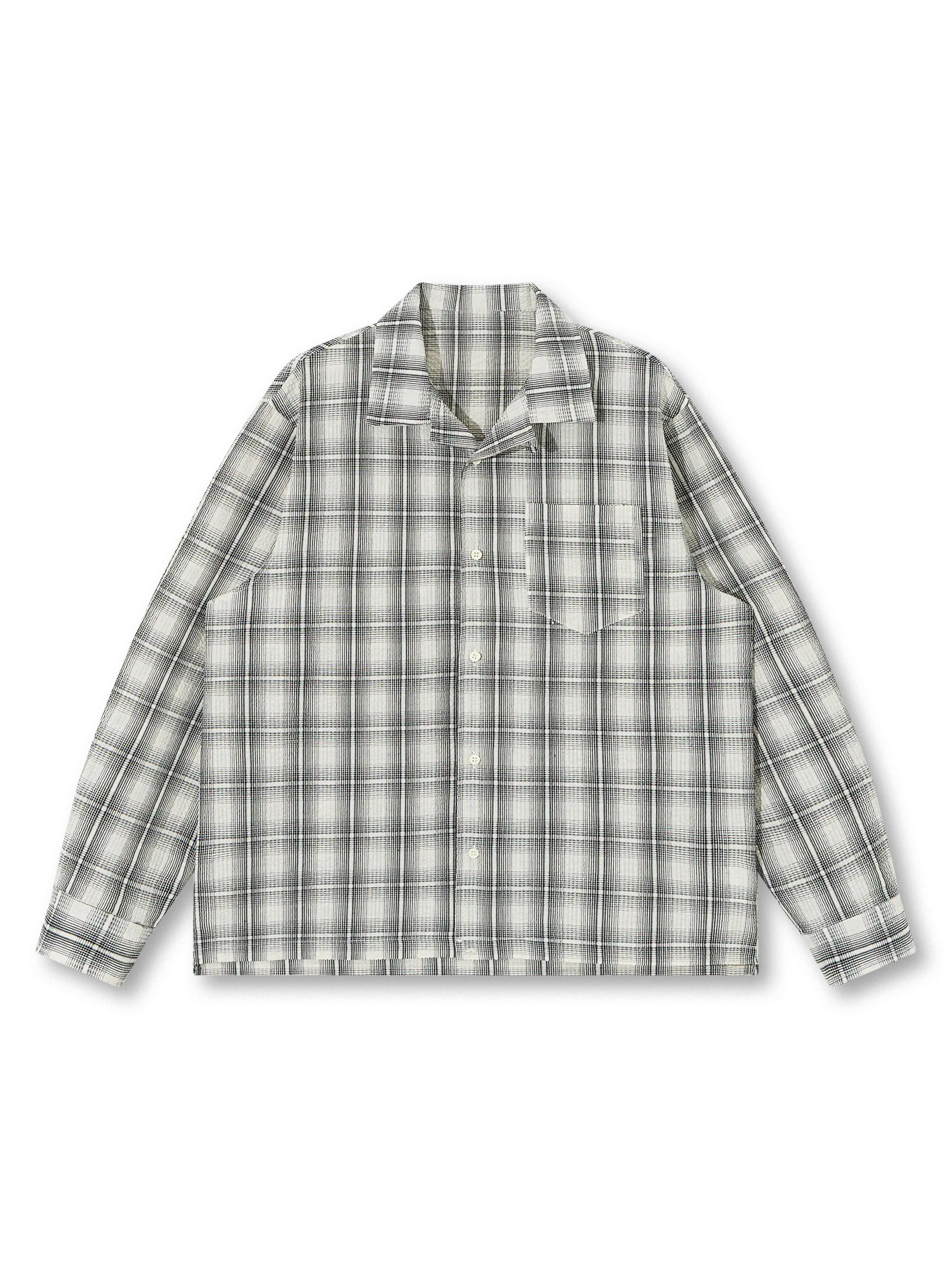 サッカー生地チェックキューバシャツ画像