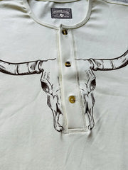 牛骨サンダーバードヘンリーネックTシャツ