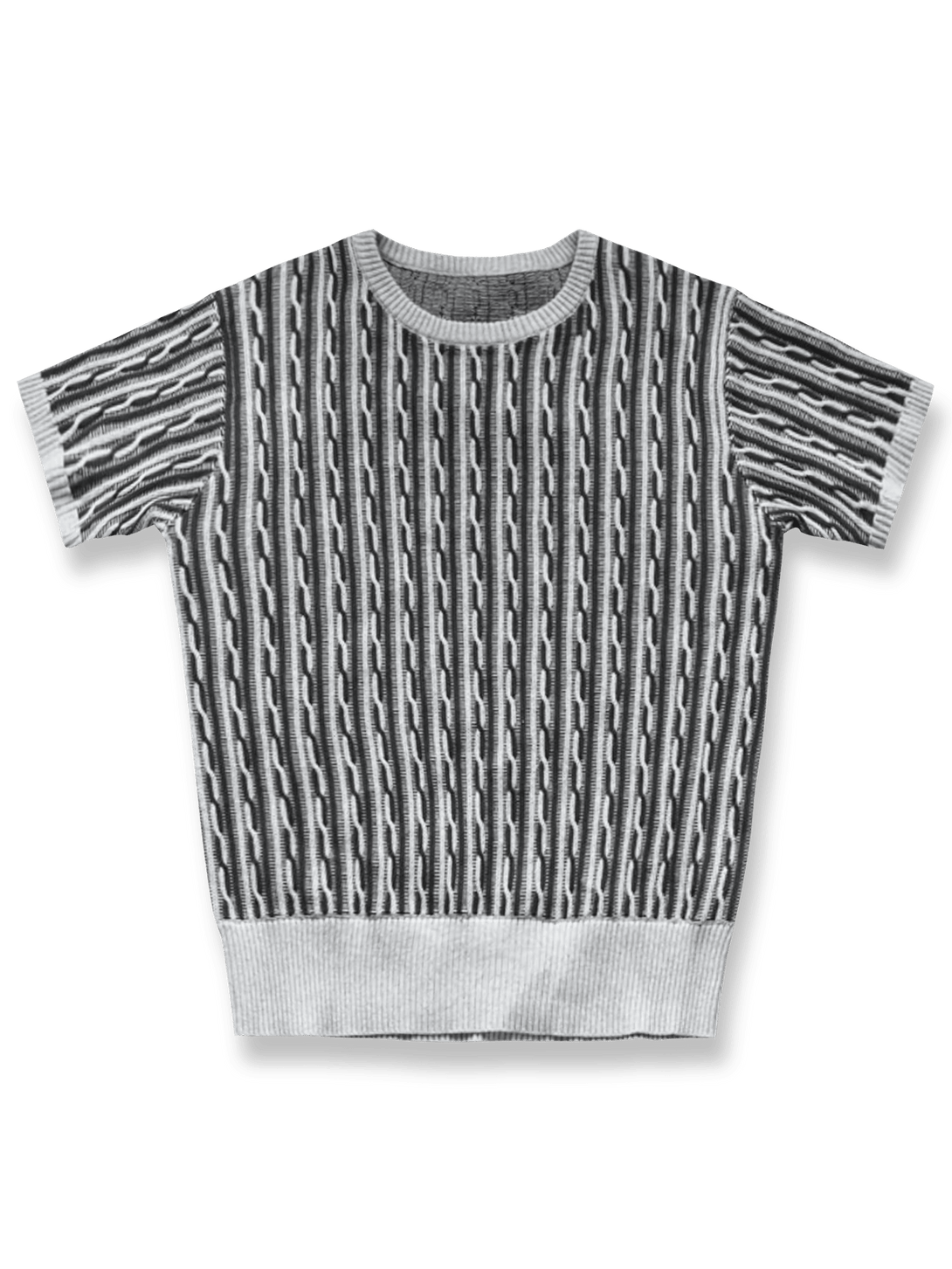 ケーブルニットジャカード半袖Tシャツ