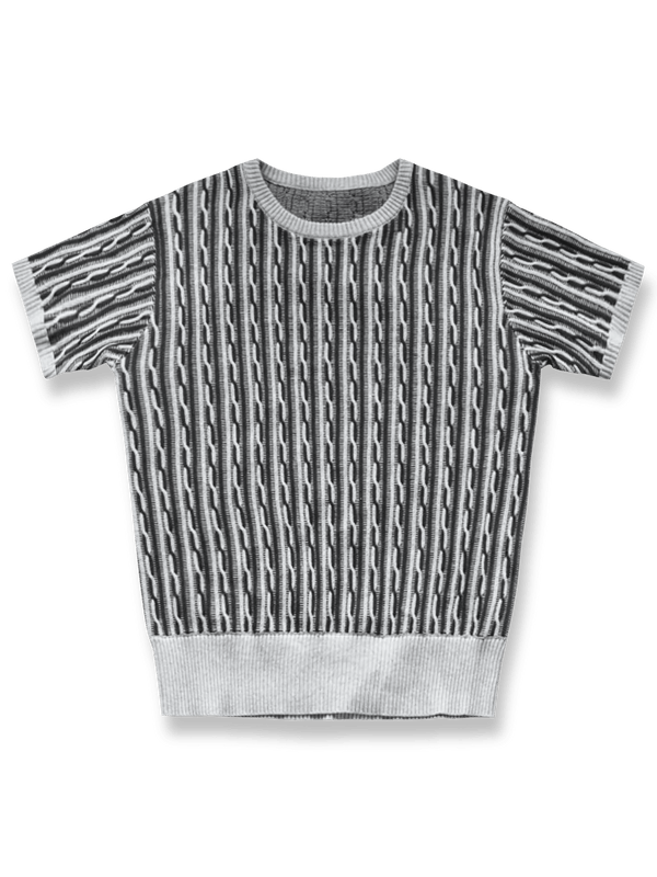 ケーブルニットジャカード半袖Tシャツ