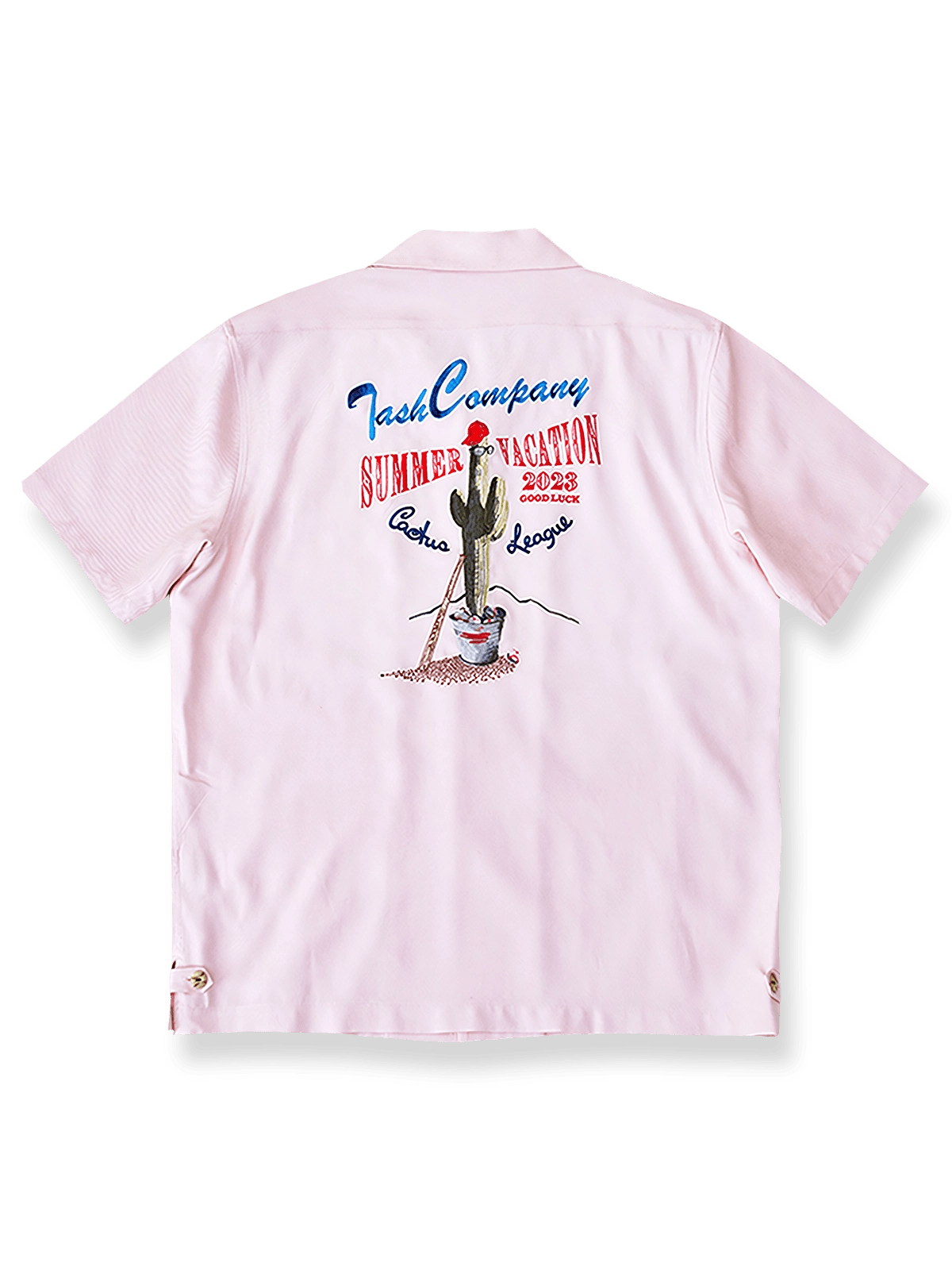 サボテン刺繍入り野球柄のハワイアンシャツ