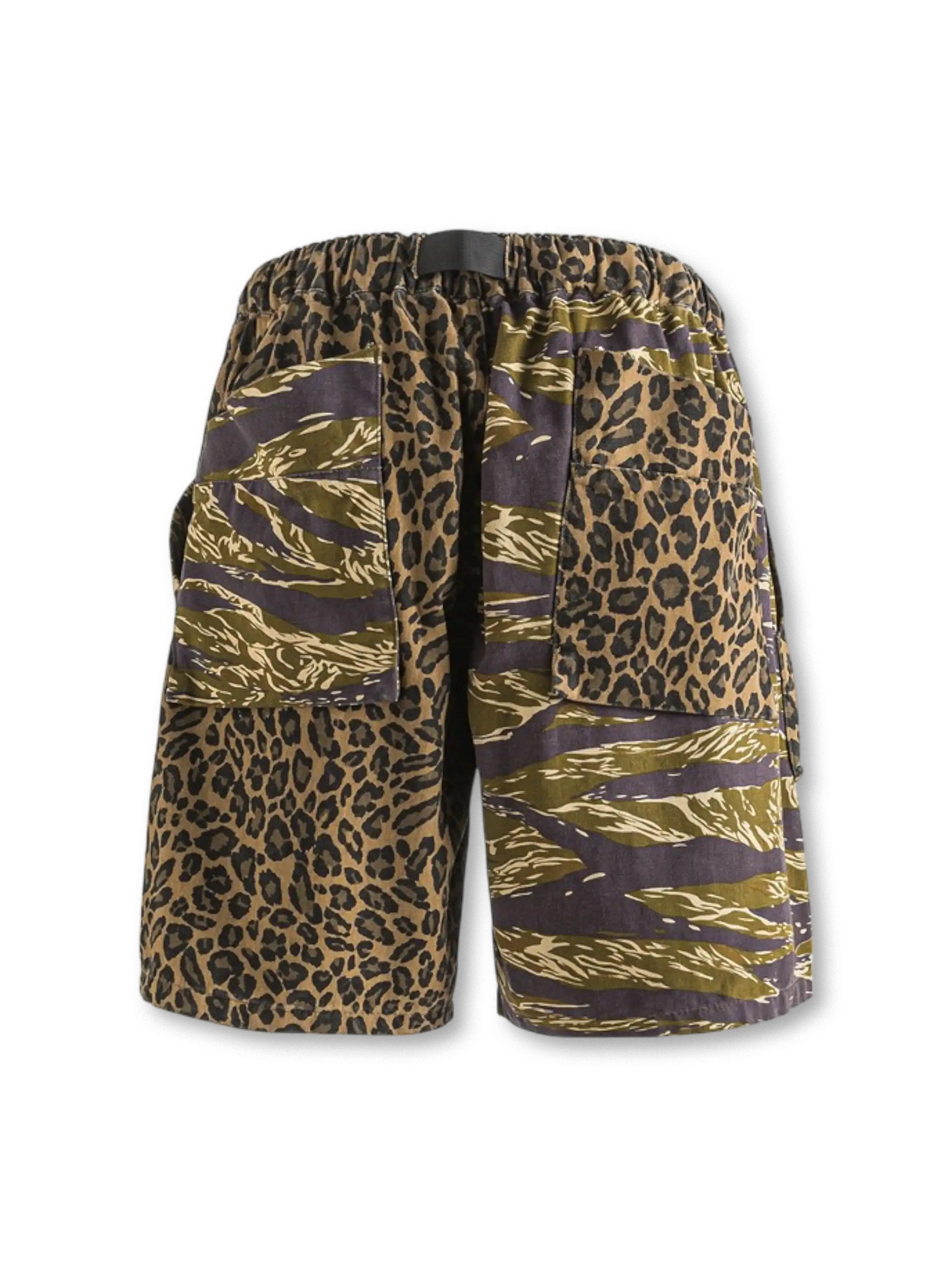 カモフラージュ×レオパードパッチワークカーゴショーツ全体像