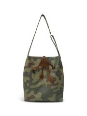 迷彩柄PUレザーと取り外し式フロッグクロー付きショルダーバッグ