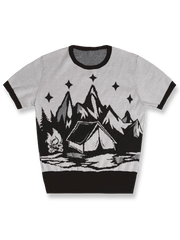 キャンプスタイルニット半袖Tシャツ。