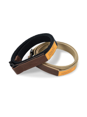  電気メッキ加工と上質牛革が特徴のレトロなキャンバスカップルベルト