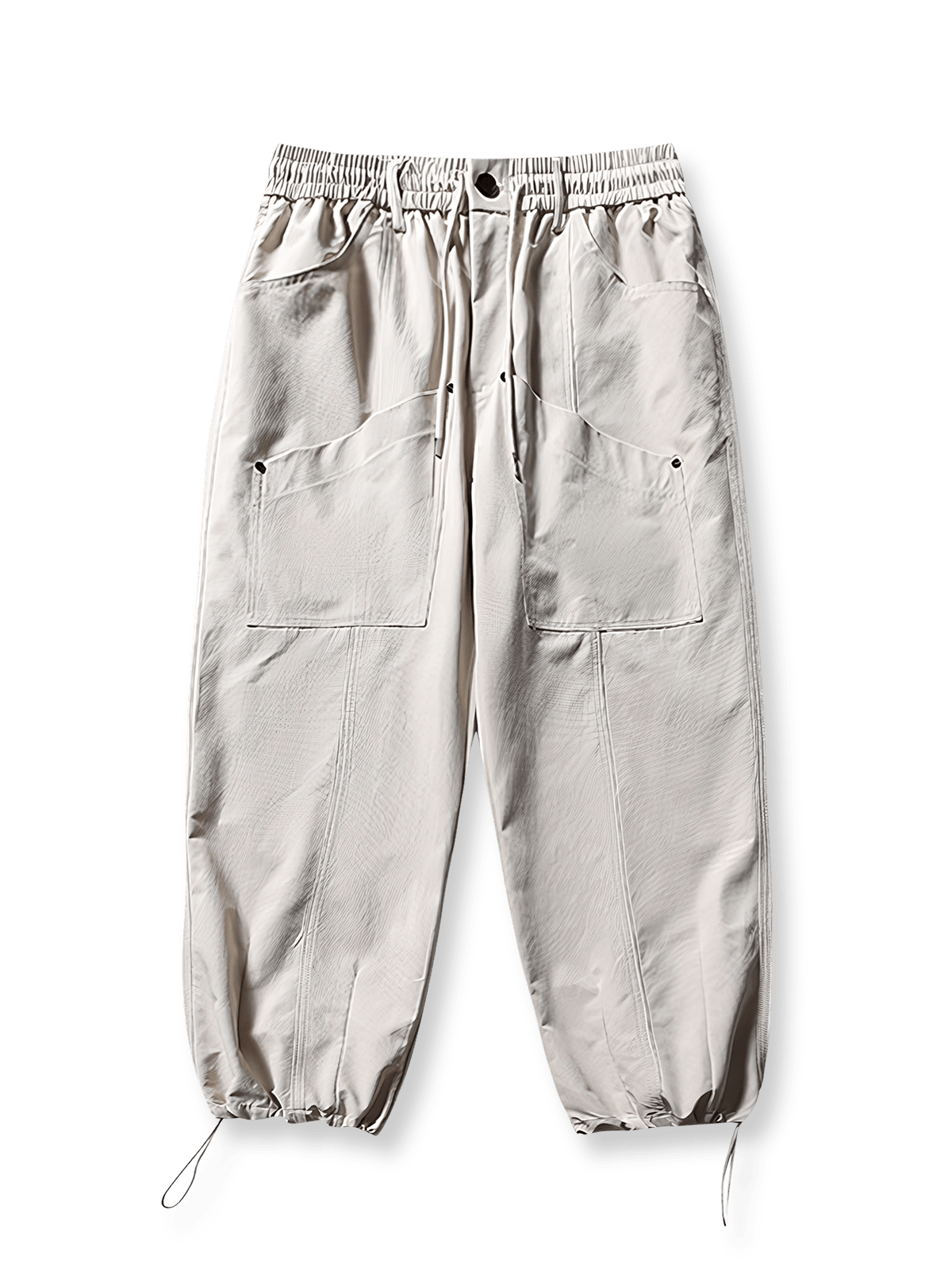 カーゴポケットとドローコード付きのストレートパンツ