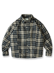 チェック柄フランネル素材の中綿入りシャツ