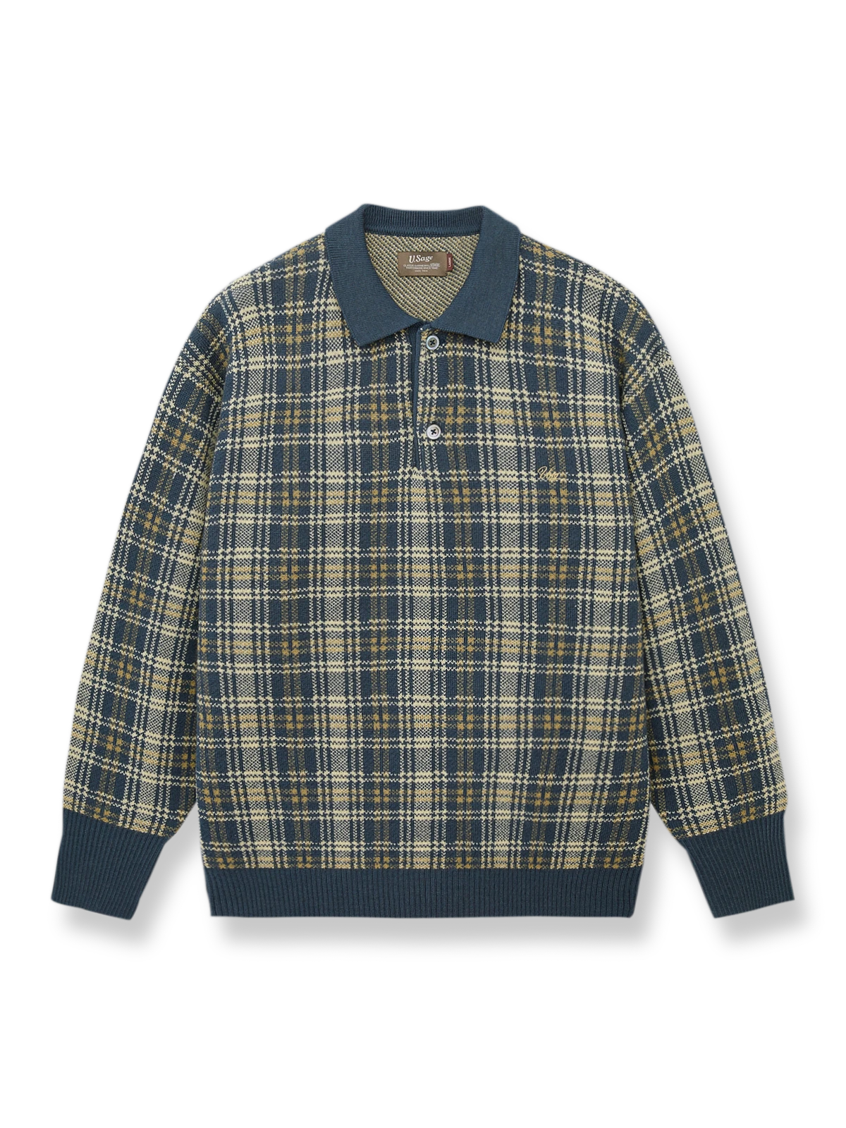 クラシカルなチェック柄のウールポロシャツ