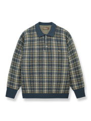 クラシカルなチェック柄のウールポロシャツ