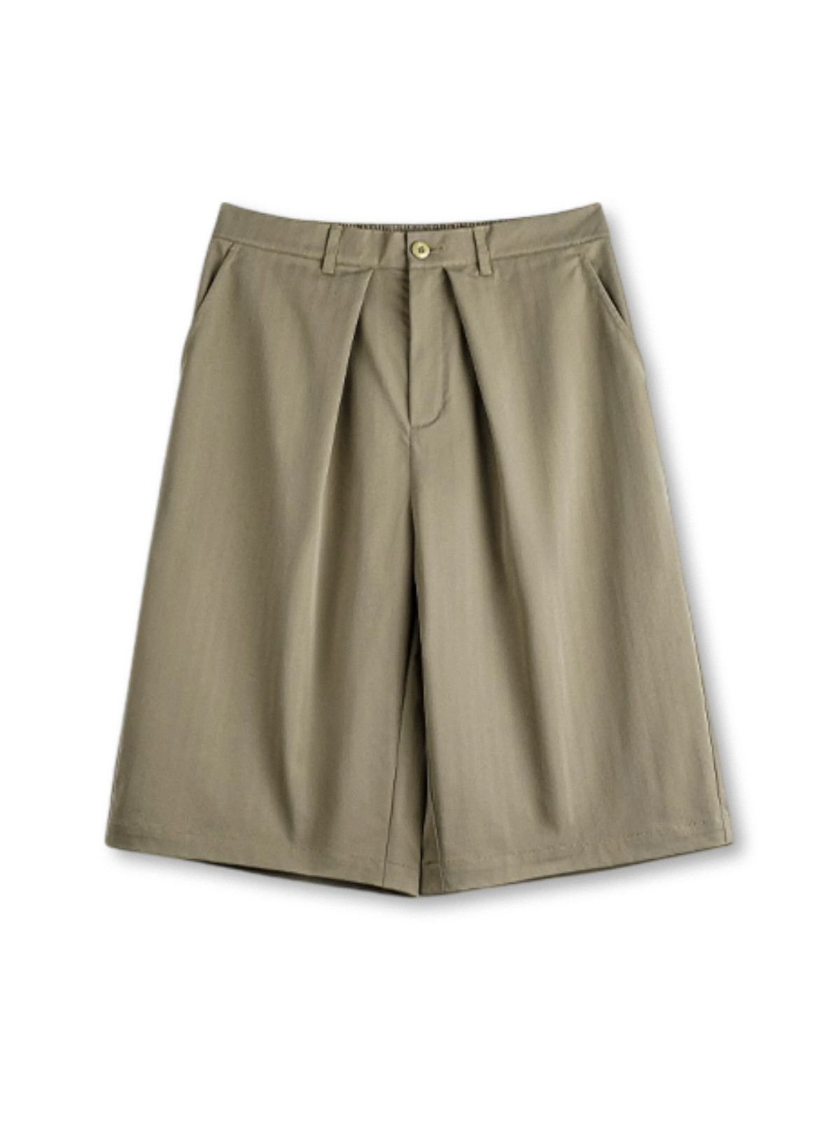 Aラインシルエットと人字織りコットン素材が特徴のワイドショーツ