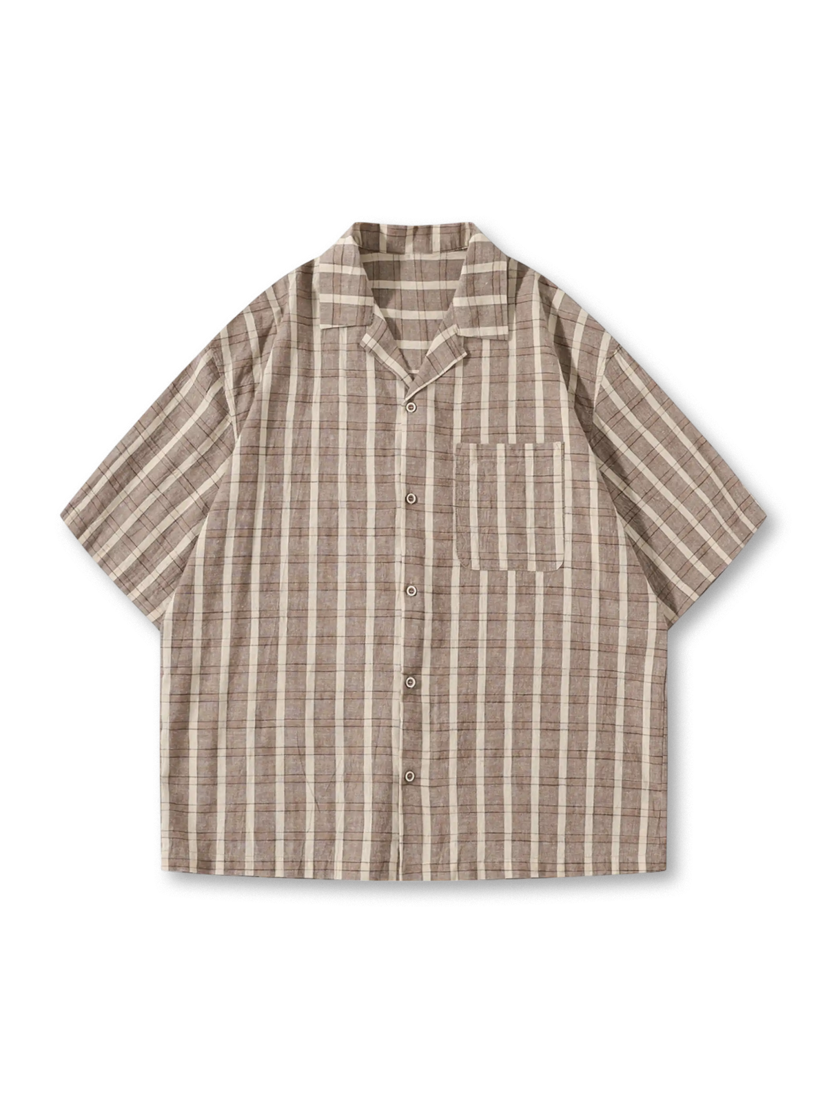 綿100％ライトウェイト生地にウォッシュ加工を施したルーズフィットのストライプワイドシャツ