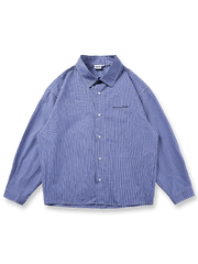 シティボーイスタイルのマイクロチェック柄長袖シャツ