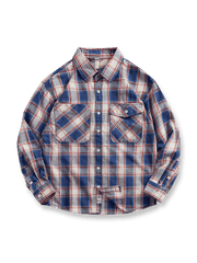 クラシックブルーチェックのヘビーフランネル素材ヴィンテージワークシャツ