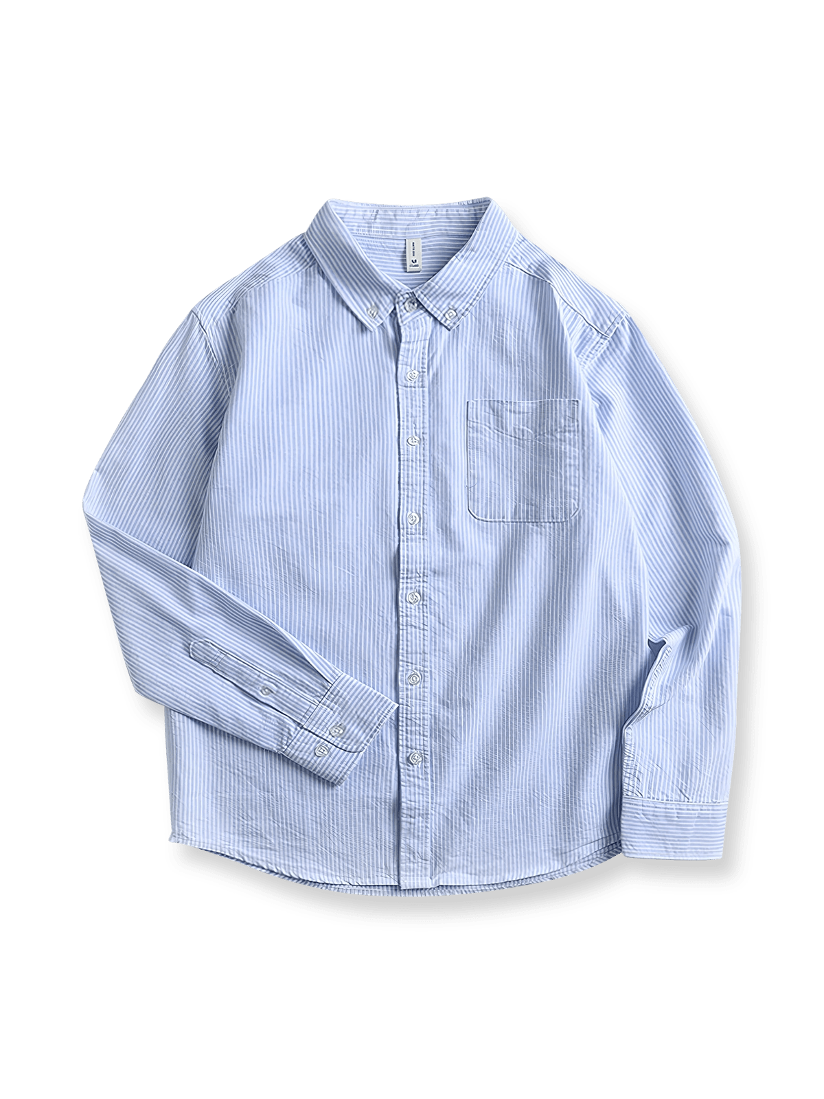 クラシックなブルーストライプが映えるオックスフォードシャツ