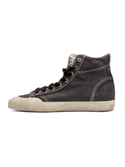 ブラックグレーキャンバスと軽量EVAソール使用、ヴィンテージ加工が魅力のクラシックハイカットスニーカー