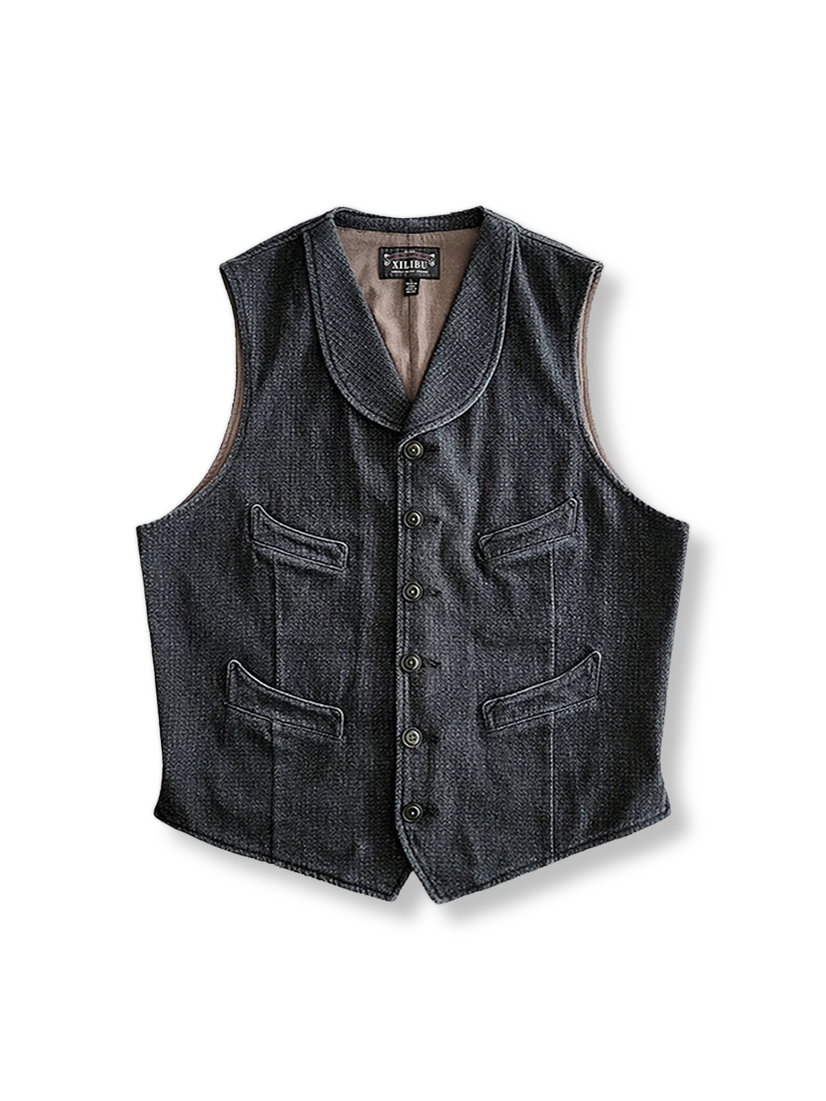 ショールカラーとタイトフィットが映えるコットンベスト