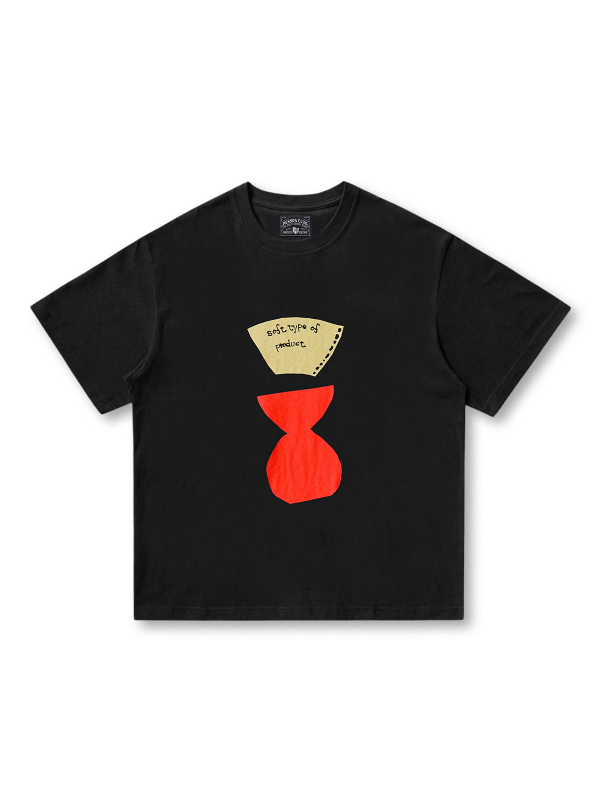 コーヒーカップモチーフのシルクスクリーンプリントが特徴の重厚コットンTシャツ