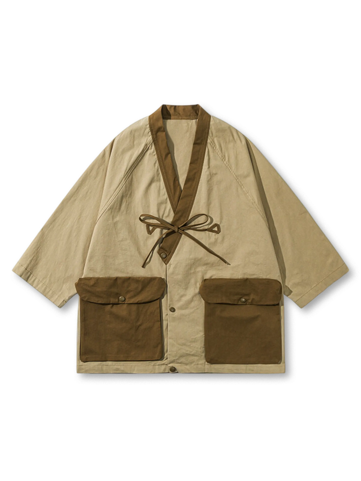 伝統的ノラギと配色ポケットが特徴の撥水コットンジャケット