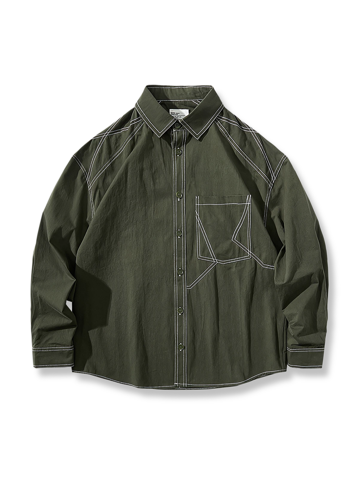 配色 ステッチ 長袖シャツ