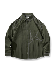 配色 ステッチ 長袖シャツ