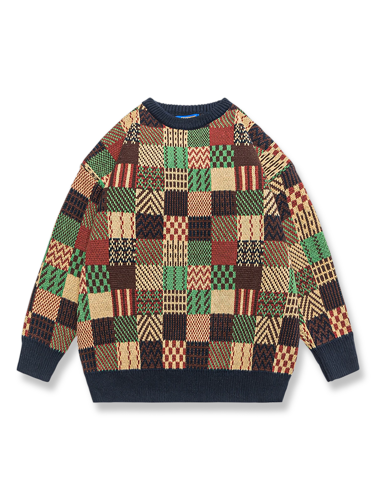 カラーブロックチェック柄ニットセーターの製品イメージ