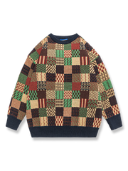 カラーブロックチェック柄ニットセーターの製品イメージ
