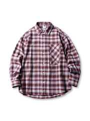 柔らかく立体感のある配色チェック柄の長袖シャツ