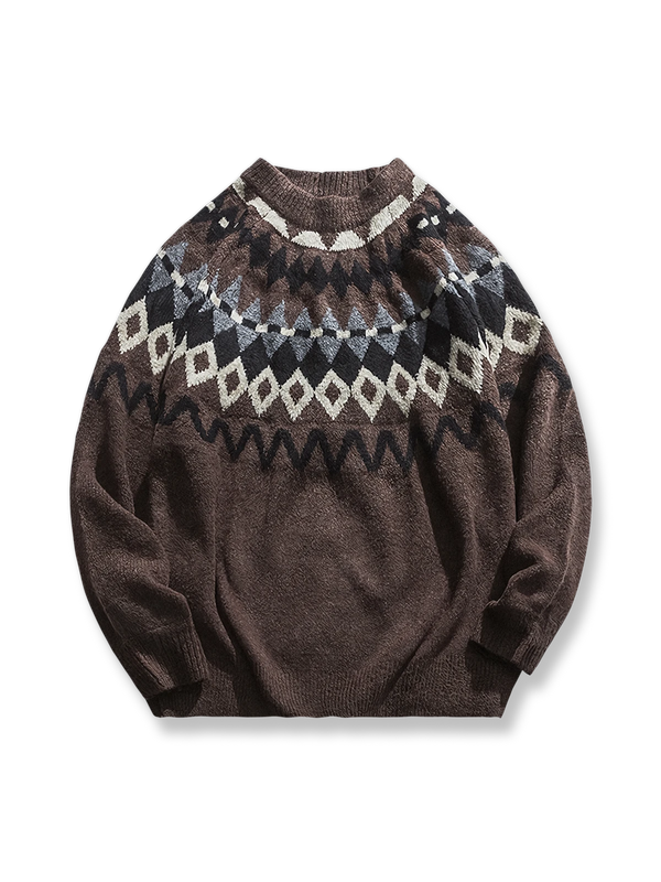 カラーブロック刺繍クルーネックニットセーターの製品イメージ