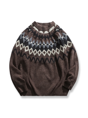 カラーブロック刺繍クルーネックニットセーターの製品イメージ